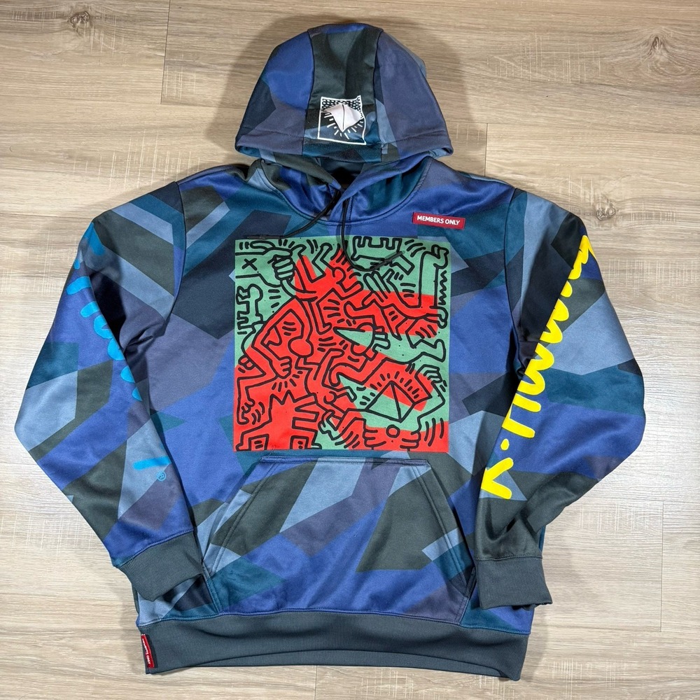 Members Only Hoodie Men's Large Multicolor Keith Haring Graphic Pop Art Street